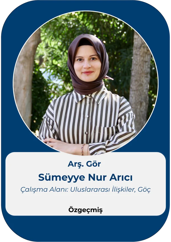 Arş. Gör. Sümeyye Nur Arıcı – Çalışma Alanı: Uluslararası İlişkiler, Göç